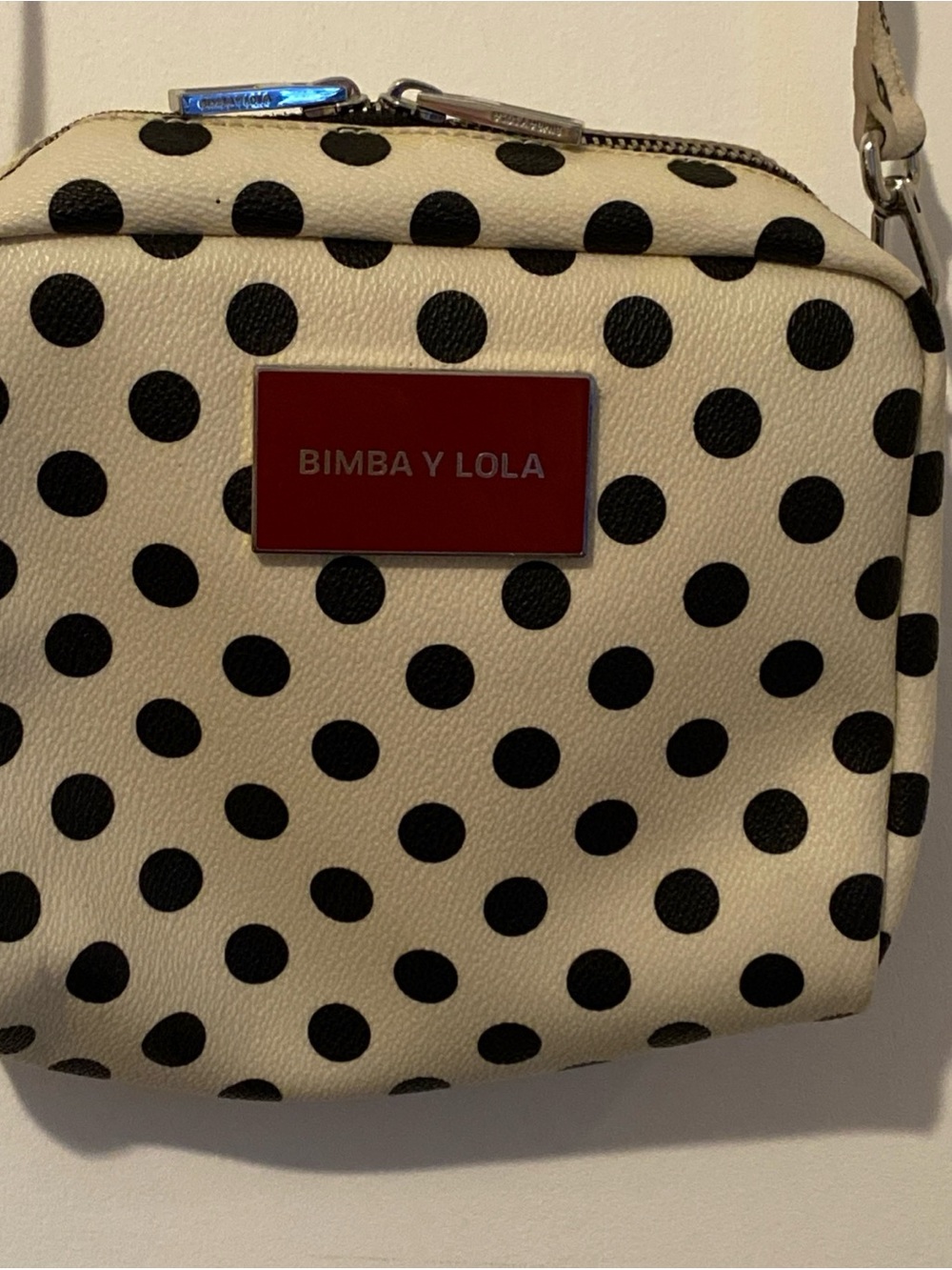 Bimba y Lola Limited Spring 2015 Cream & Black Polka Dot Crossbody Bag